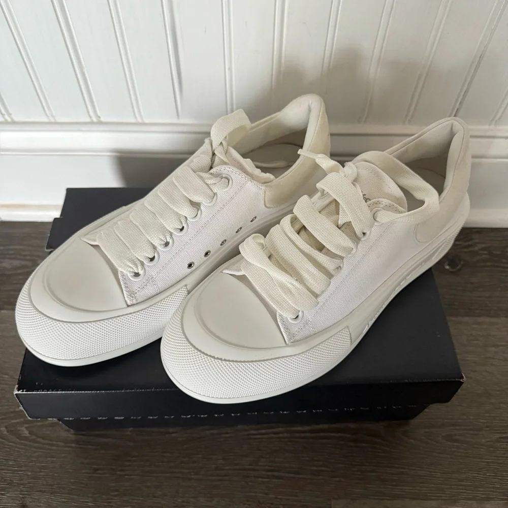 ❗️SOLD❗️Alexander McQueen Deck Plimsoll Canvas & Suede Sneakers white - Picture 2 of 11